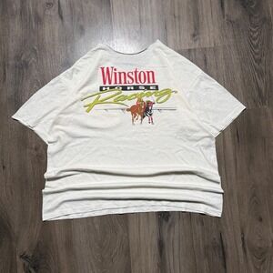 Vintage 1993 Winston Horse Racing Graphic Pocket T Shirt Large Double